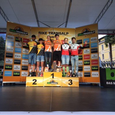 Racing mixed doubles, victory at Trans Alp