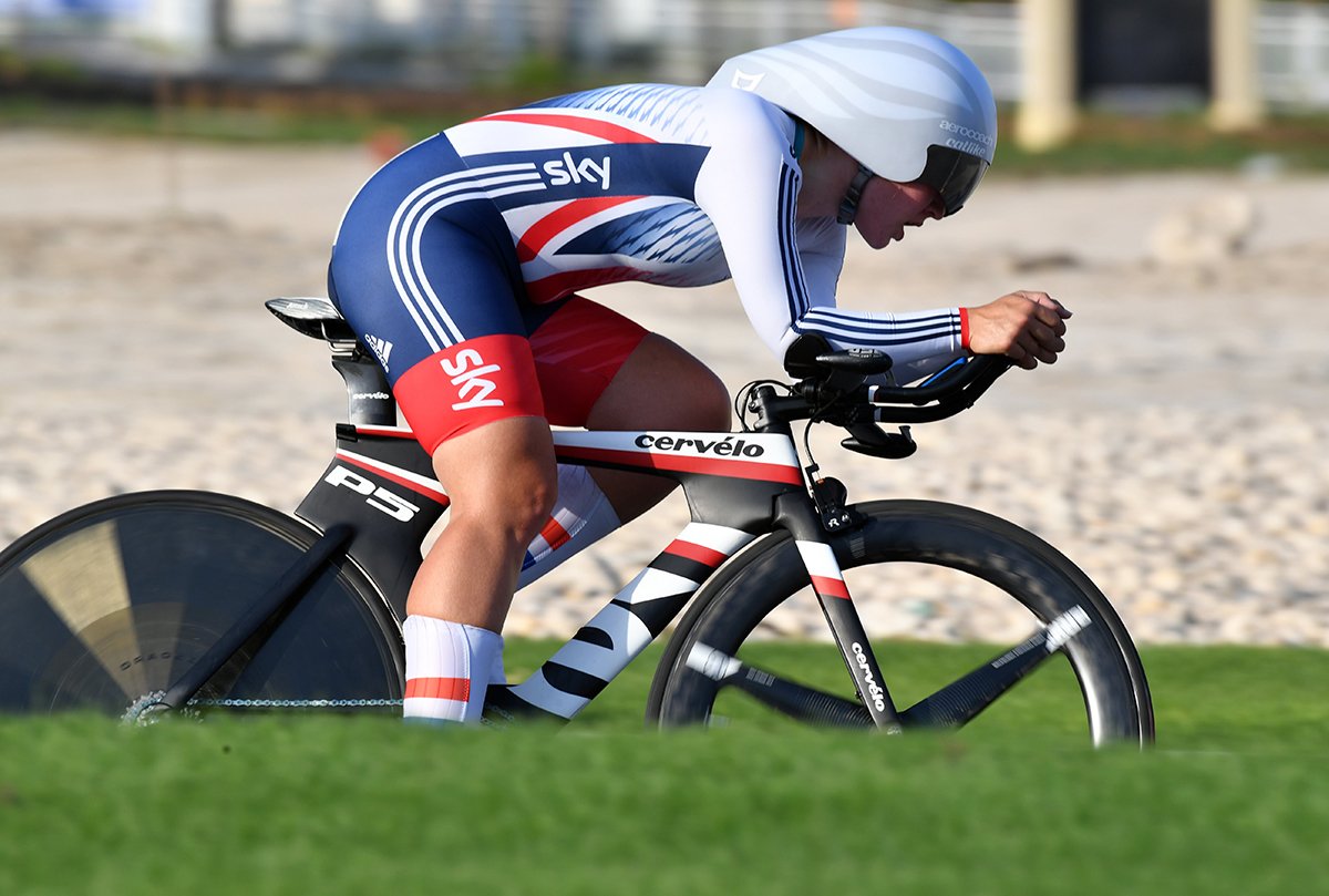 Hayley Simmonds in the elite womens TT at the 2016 World Road Championships