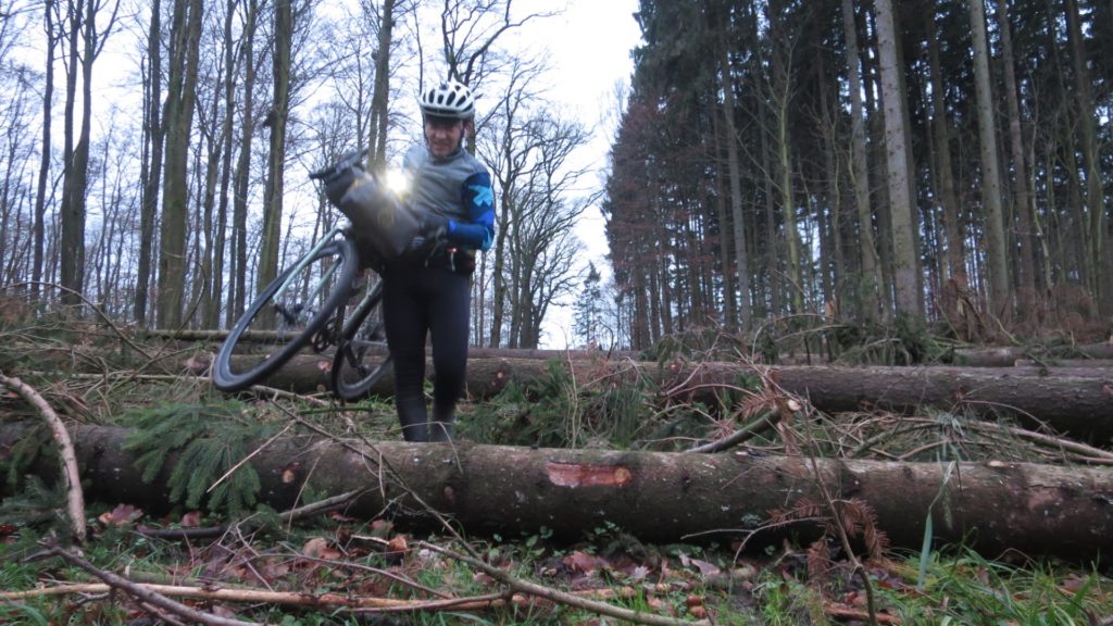 Markus Stitz cycling home for Christmas woods