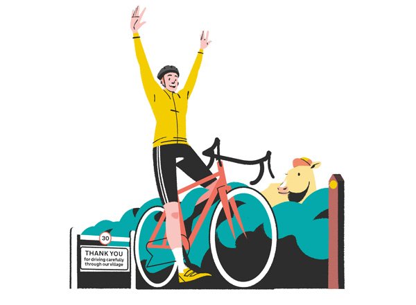 finish line illustration yellow jersey cycle insurance