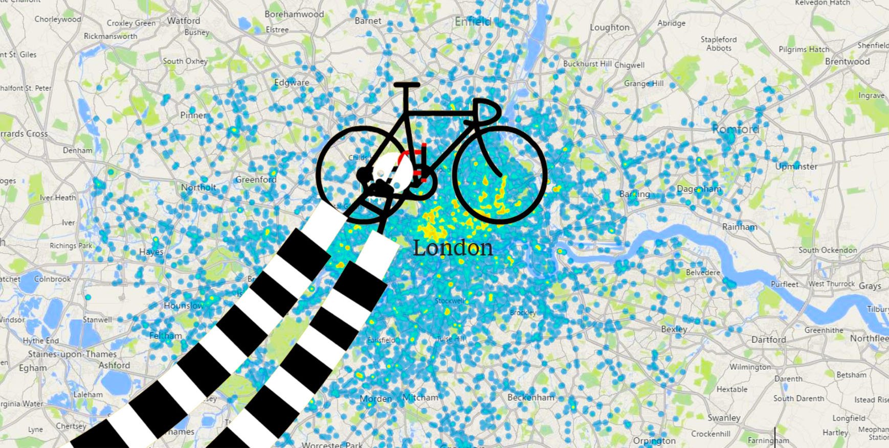 Bicycle thefts in London heatmap 2018