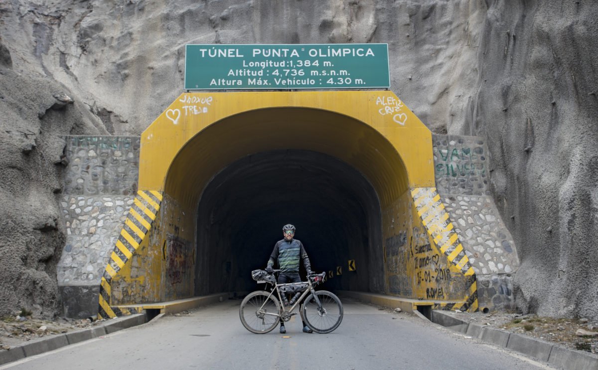 cycling in Peru - in front of the Tunel Punta Olimpica