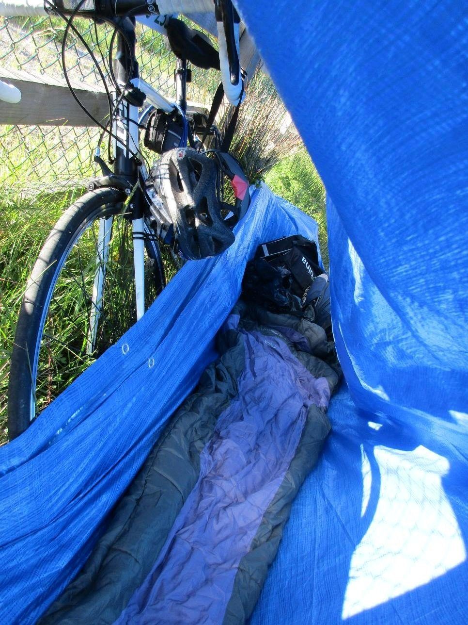 Makeshift shelter for my bikepacking trip 