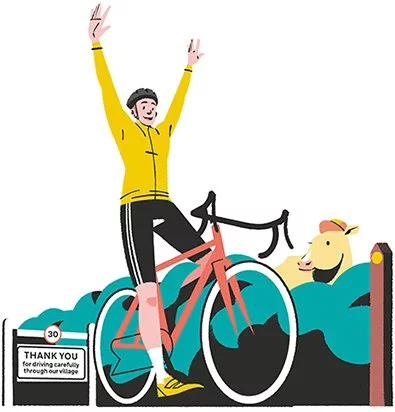 Bicycle Insurance arms raised illustration