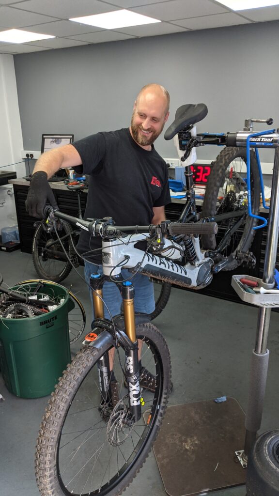 bike being serviced