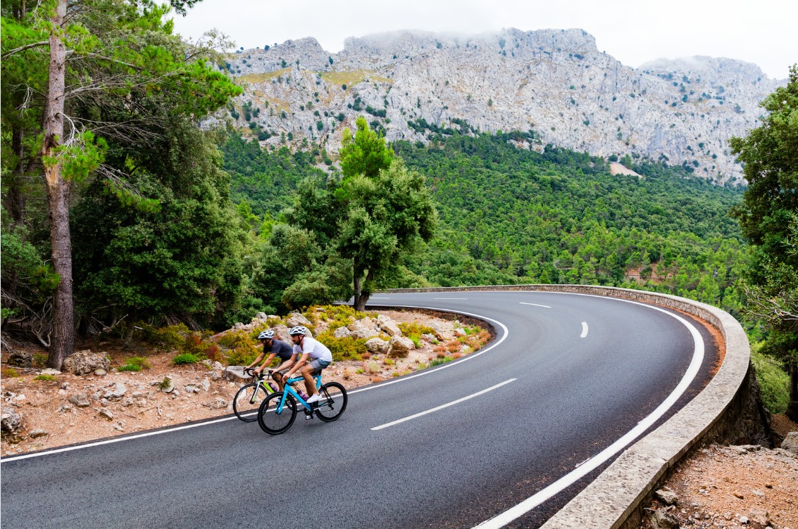 Cyclists riding in Mallorca