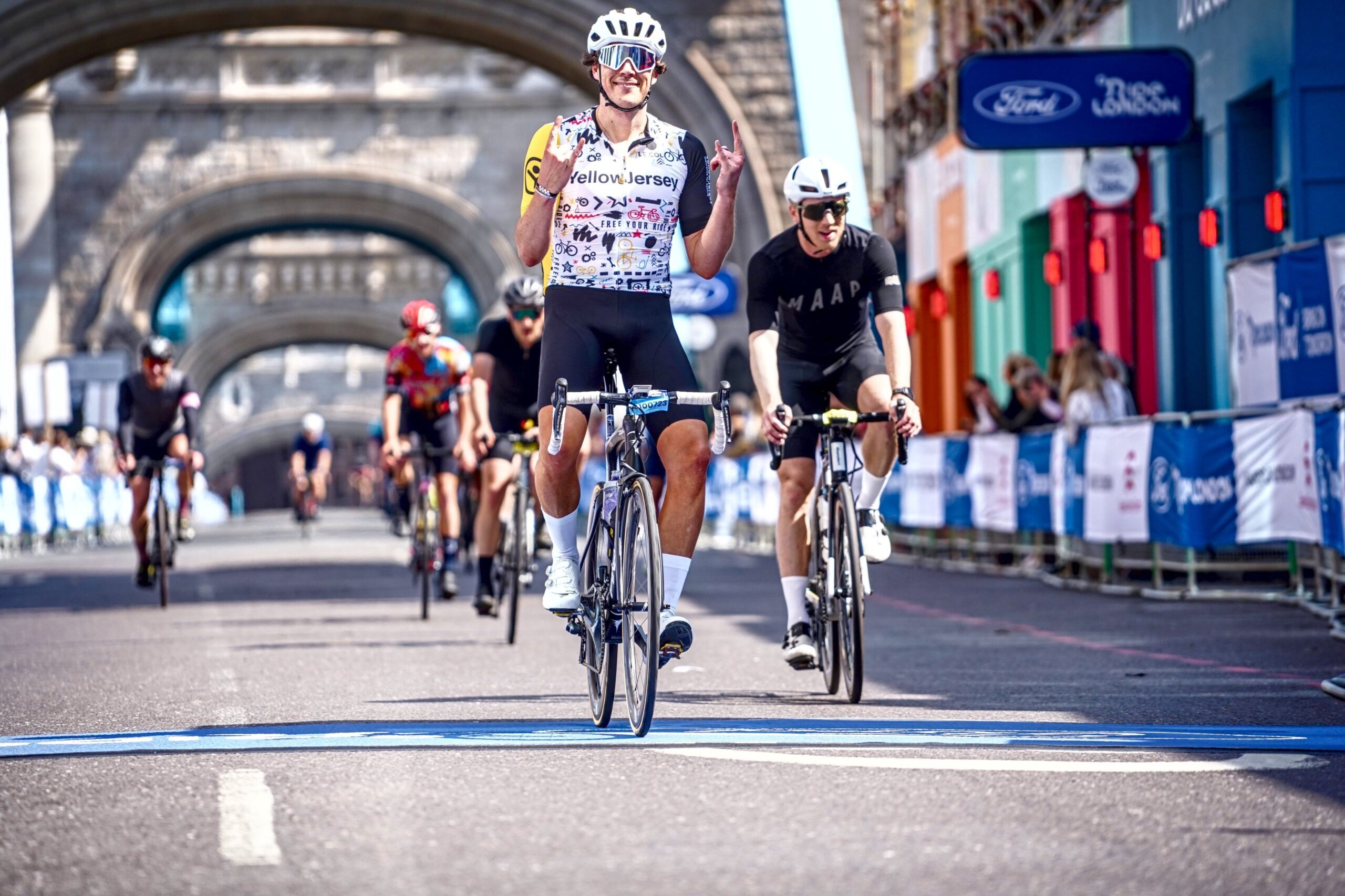 Bike rider completing the Ford Ride London-Essex 100