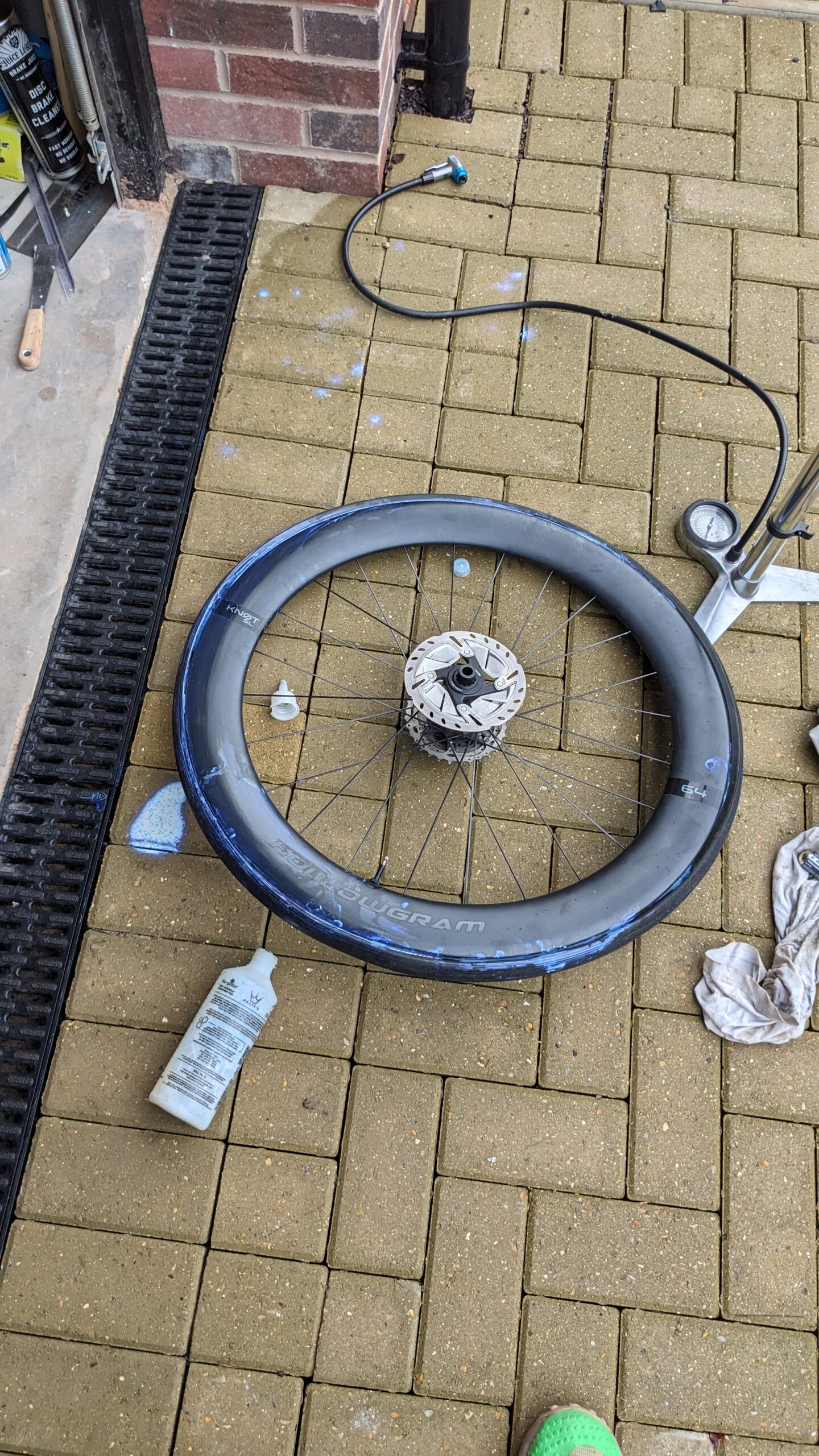 a tubeless tyre which has left a mess