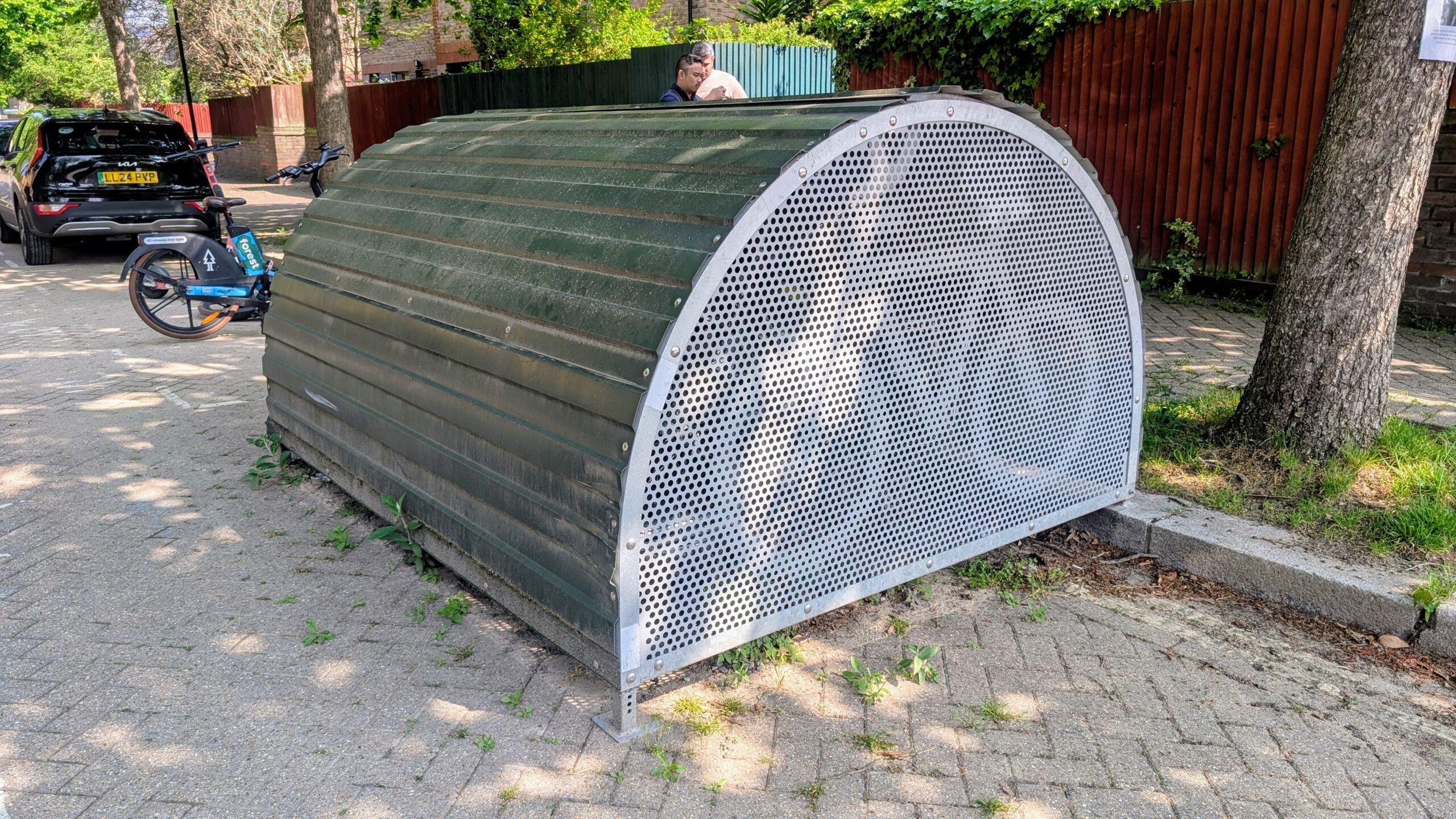 an on street bicycle storage unit