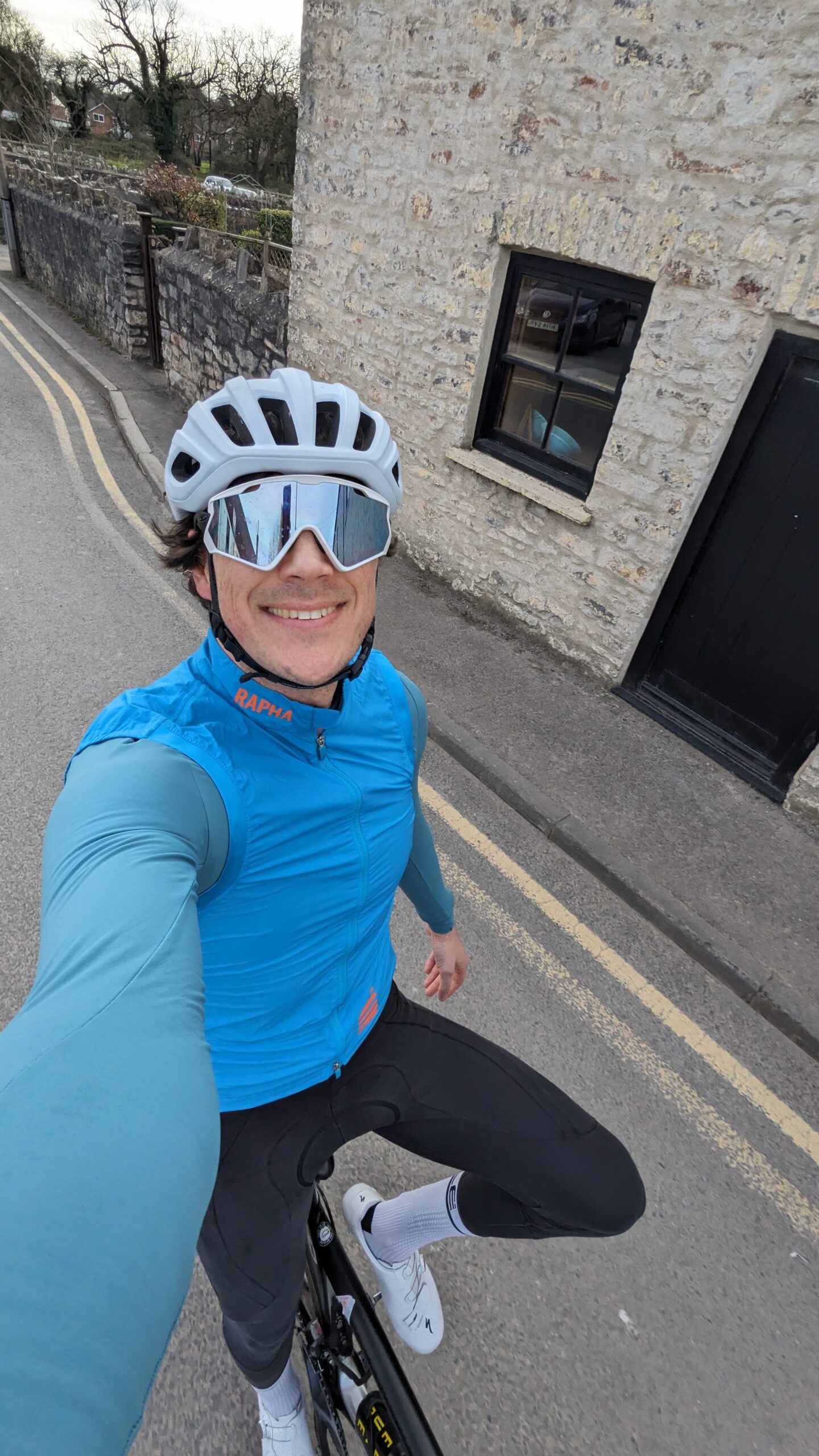 cycling wearing a windproof Gilet